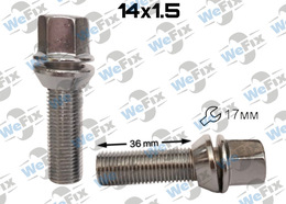 Болт колісний ексцентрик M14х1,5x36 хром ключ 17