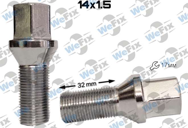 Болт колісний M14х1,5x32 конус хром ключ 17
