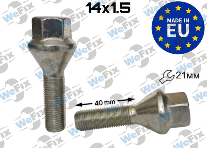 Болт колісний M14х1,5x40 конус цинк ключ 21