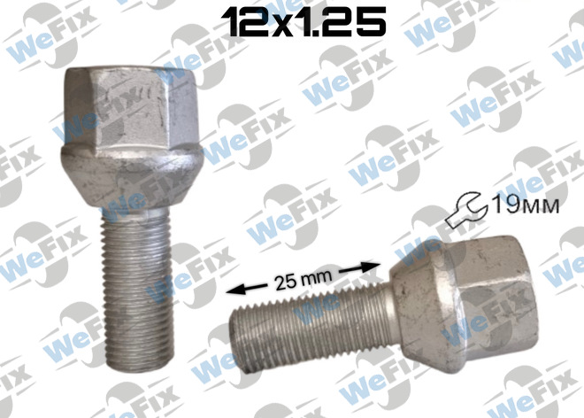 Болт колісний M12х1,25х25 конус Dacromet ключ 19 Jeep, ВАЗ, Fiat