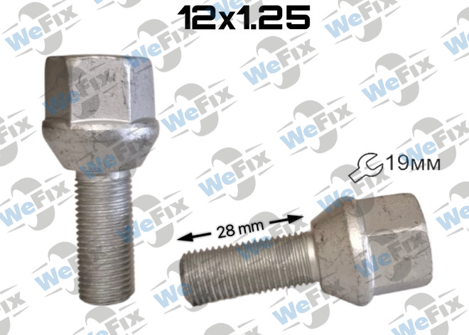 Болт колісний M12х1,25х28 конус Dacromet ключ 19 Jeep, ВАЗ, Fiat