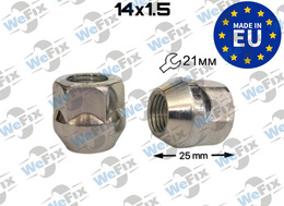 Гайка колісна відкрита M14х1,5x25 конус ключ 21 цинк ITALY (замінник TESLA)