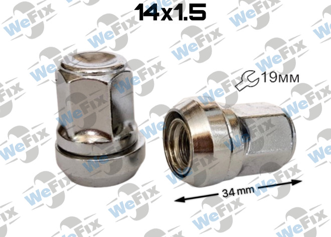Гайка колісна закрита ексцентрик M14x1,5x34 конус ключ 19 хром