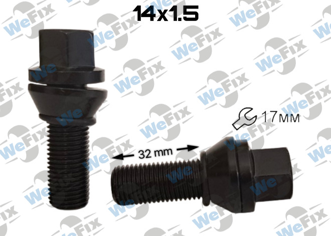 Болт колісний ексцентрик M14х1,5x32 чорний ключ 17