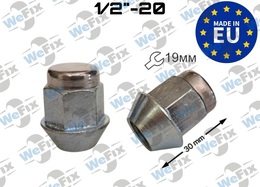 Гайка колісна закрита M1/2"-20х30 конус UNF ключ 19 цинк Italy з нерж. ковпачком