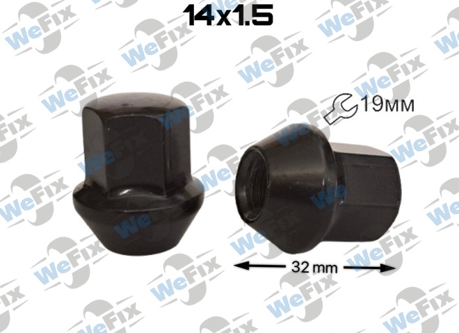 Гайка колісна закрита M14х1,5x32 нерухомий конус ключ 19 чорна Ford, Mustang, Dodge
