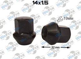 Гайка колісна закрита M14х1,5x32 нерухомий конус ключ 19 чорна Ford, Mustang, Dodge