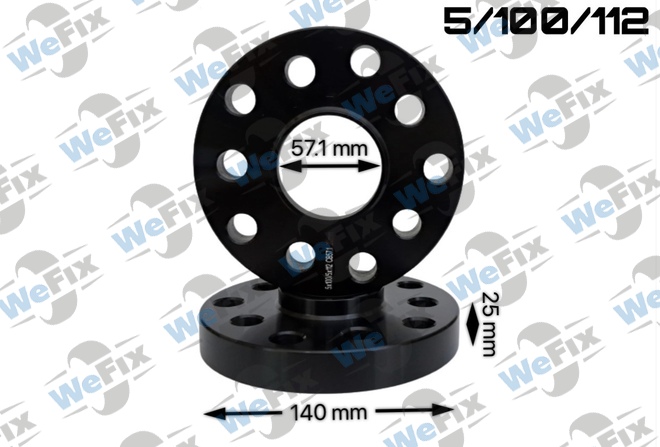 Проставка VW, Audi 25мм 5/100/112 dia 57,1 чорна D=140