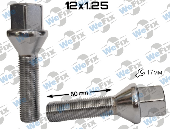 Болт колісний M12х1,25х50 конус хром ключ 17