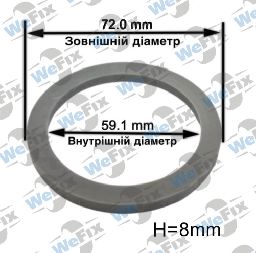 Центрувальне кільце 72.0/59.1 Mak/Tsw/Tsr 8mm