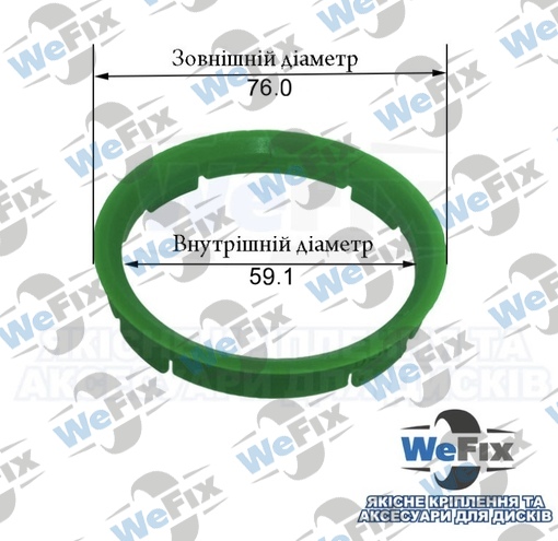 Центрувальне кільце 76.0/59.1 TPI (скловолокно) Premium