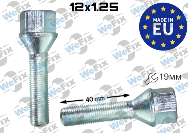 Болт колісний M12х1,25х40 конус цинк ключ 19