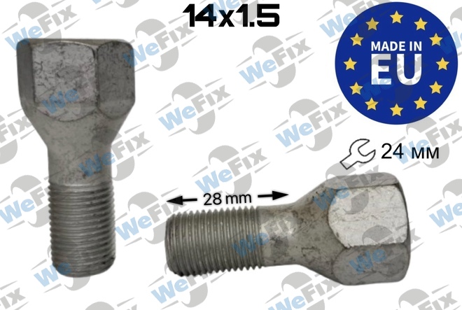 Болт колісний M14х1,5x28 конус Dacromet ключ 24 Fiat Ducato OEM