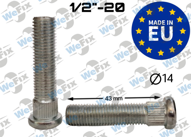 Шпилька колісна M1/2"xUNFx43 шліц 14