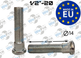 Шпилька колісна M1/2"xUNFx43 шліц 14