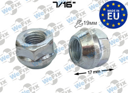 Гайка колісна відкрита M7/16"-20х17 конус UNF ключ 19 цинк Italy