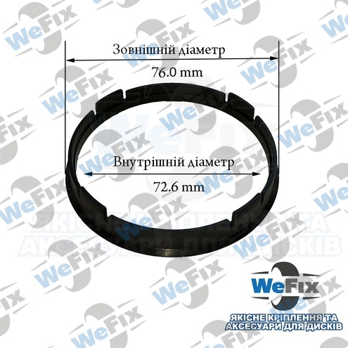Центрувальне кільце 76.0/72.6 TPI (скловолокно) Premium