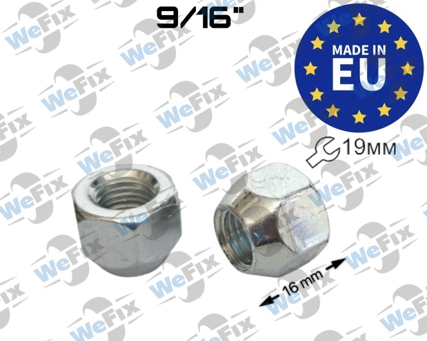 Гайка колісна відкрита M9/16"-18х16 конус UNF ключ 19 цинк