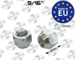 Гайка колісна відкрита M9/16"-18х16 конус UNF ключ 19 цинк