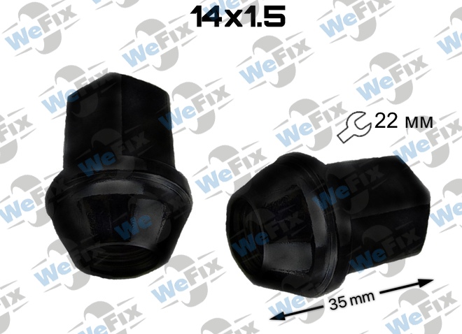 Гайка колісна закрита M14x1,5х35 конус ключ 22 чорна
