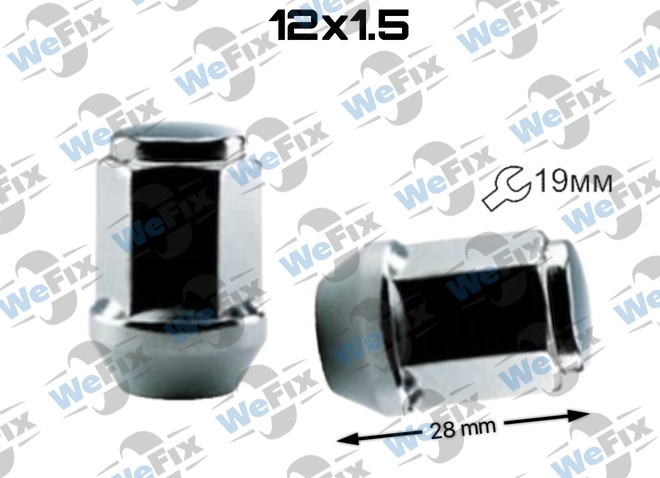 Гайка колісна закрита M12x1,5х28 конус ключ 19 хром