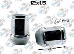 Гайка колісна закрита M12x1,5х28 конус ключ 19 хром