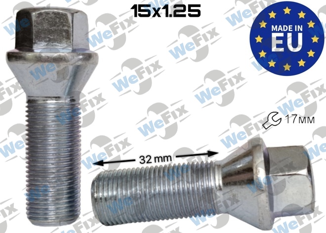 Болт колісний M15х1,25x32 конус цинк ключ 17 