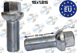 Болт колісний M15х1,25x55 сфера цинк ключ 17
